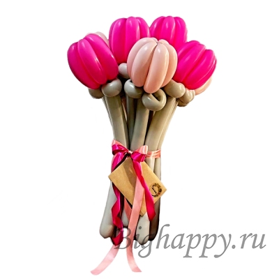 Цветы из воздушных шаров тюльпаны Нежная пастель