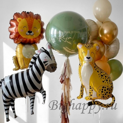 Композиция из воздушных шаров с гелием «Тропическая вечеринка» фото