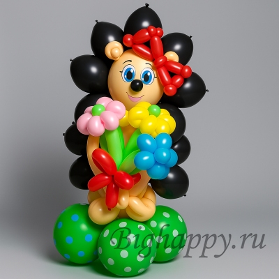Фигура из шаров &quot;Ежик с ромашками&quot; фото