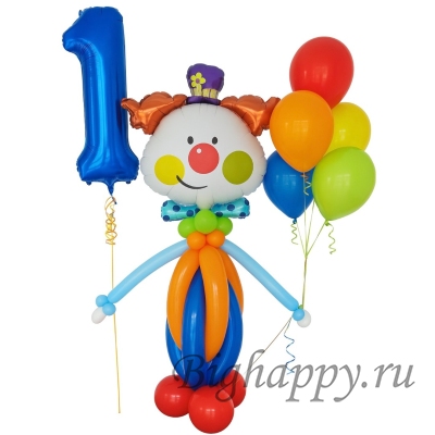 Фигура-подарок из шаров &quot;Клоун с цифрой&quot; на День рождения фото