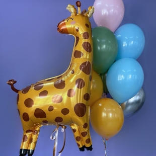 Яркая композиция из воздушных шаров &laquo;Жирафик&raquo; фото