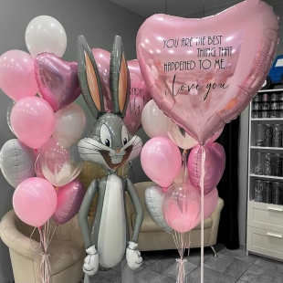 Композиция из шаров с гелием &laquo;Багз Банни на празднике&raquo; фото