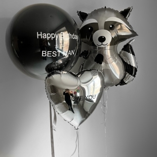Набор воздушных шаров с гелием &laquo;Серебряный енот&raquo; фото