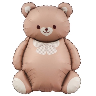 Фольгированный шар "Коричневый медвежонок-мальчик с бантом" фото