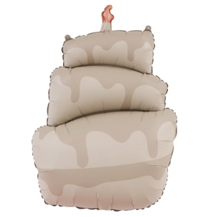 Фольгированный шар &quot;Бежевый торт с глазурью из молочного шоколада и свечой&quot; фото