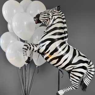 Композиция воздушных шаров &laquo;Зебра на празднике&raquo; фото