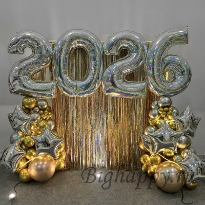 Фотозона из воздушных шаров с дождиком «Звездный блеск» фото