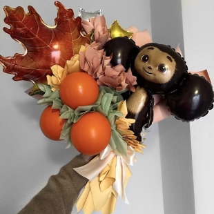 Букет из мини-шаров &quot;Чебурашка&quot; с упаковкой фото