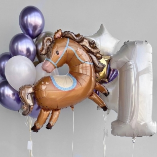 Композиция из воздушных шаров с гелием &laquo;Любимая лошадка&raquo; фото