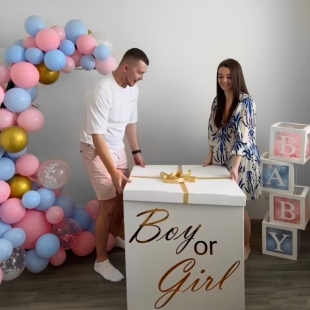 Оформление шарами для гендер пати &laquo;Сюрприз в облаках&raquo; фото