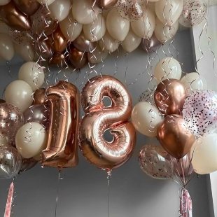 Набор шаров с гелием «Ваниль и золото» фото