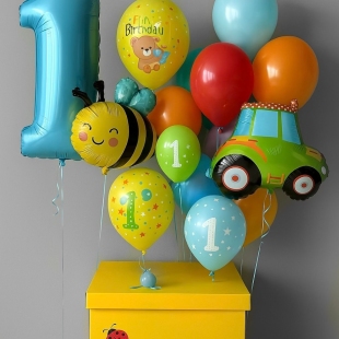 Коробка-сюрприз с шарами &laquo;Первый праздник&raquo; фото