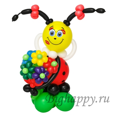 Фигура из воздушных шаров «Божья коровка с букетом»
