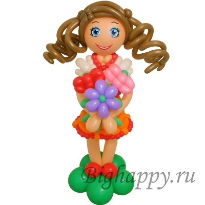 Фигура из воздушных шаров «Девочка с букетом»