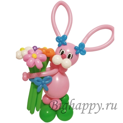 Фигура из воздушных шаров «Зайчик с букетом»