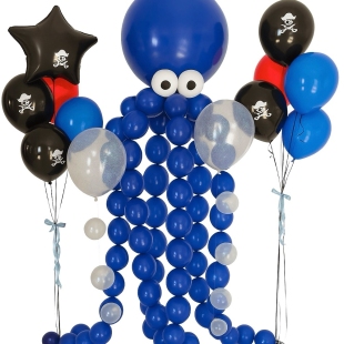Композиция из шаров &laquo;Осьминог Джоли Роджер&raquo; фото
