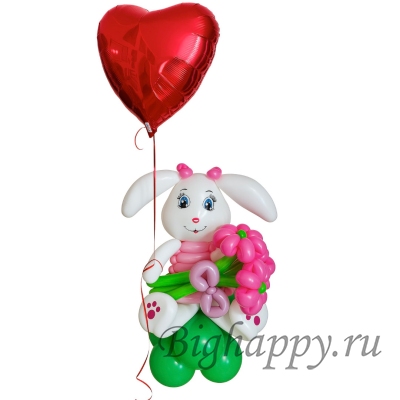 Фигура из воздушных шаров «Зайка с сердцем»