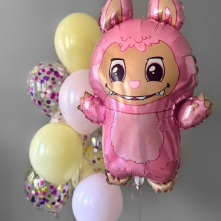 Набор шаров с гелием &laquo;Лабубу и солнечное настроение&raquo; фото