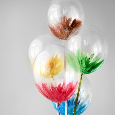Гелиевые прозрачные шарики с краской Браш