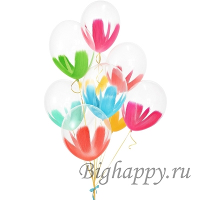 Гелиевые прозрачные шарики с краской Браш