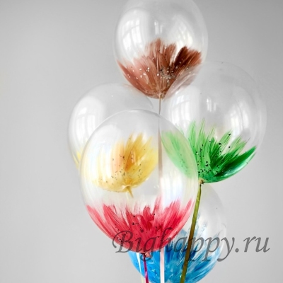 Гелиевые прозрачные шарики с краской &quot;Браш&quot; фото