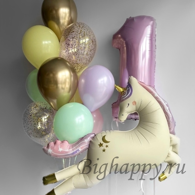 Набор воздушных шаров с гелием «Волшебство с Единорогом»