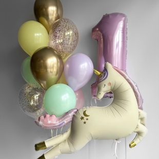 Набор шаров с гелием &laquo;Волшебство с Единорогом&raquo; фото
