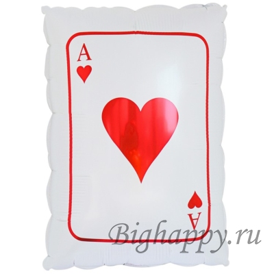 Фольгированный шар Карта  Туз червей, покер