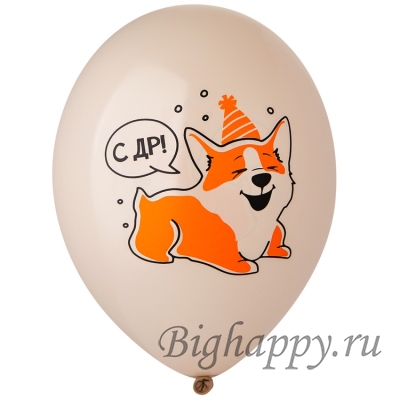 Гелиевые шарики с рисунком Корги