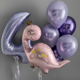 Воздушный набор с гелием «Дино-Принцесса» фото