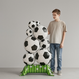 Шар "Футбольные мячи на подставке" фото