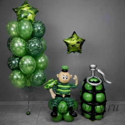 Композиция из шаров &laquo;Герой в действии&raquo;