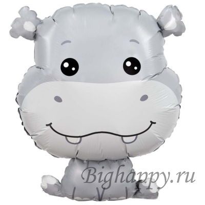 Фольгированный шар Серый бегемотик