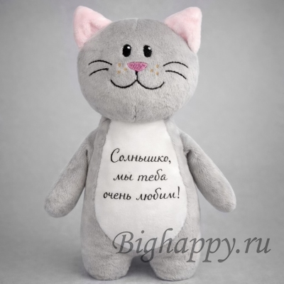 Мягкая игрушка Котик с печатью Вашей надписи