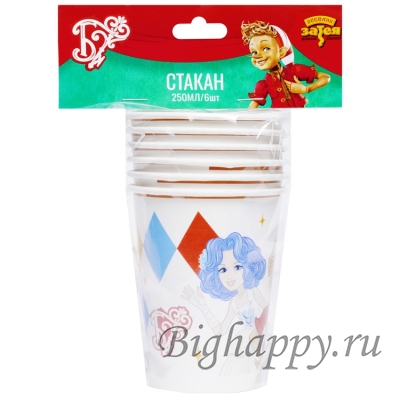 Бумажные стаканчики Буратино с изображением главных героев