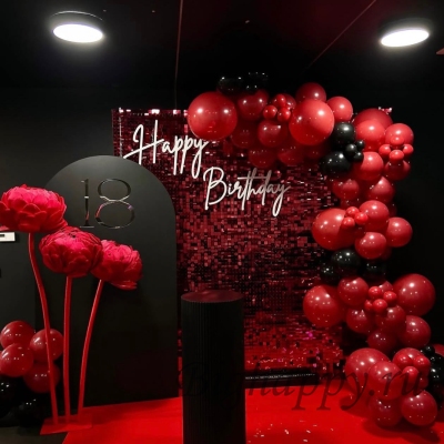Фотозона из воздушных шаров &laquo;Красная ночь&raquo;