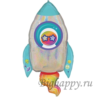 Фольгированный шар Ракета серебристая с голубым