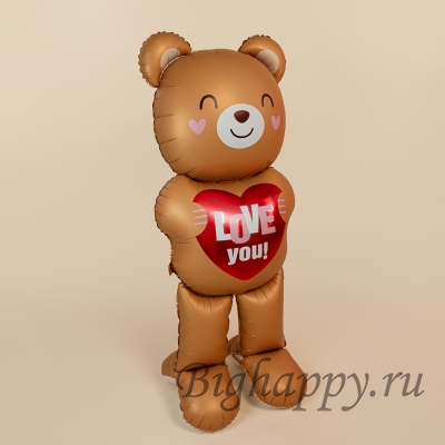 Большой 3Dшар Мишка с сердцем, 155 см