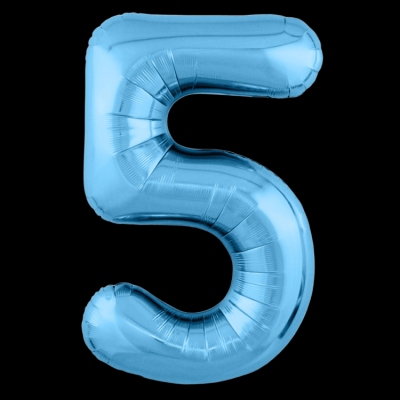 Цифра 5, голубая