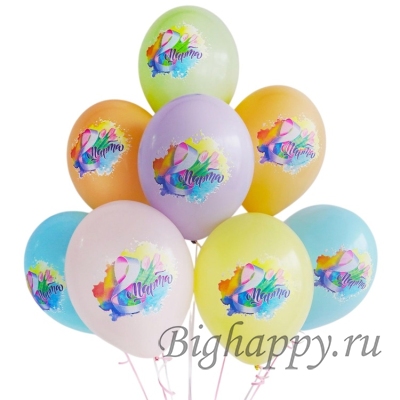 Латексные шарики на 8 Марта Весенние краски