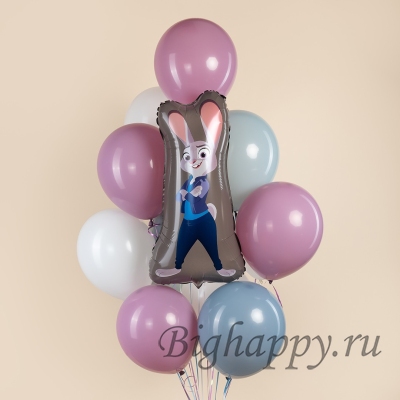 Связка шариков в стиле "Зверополис" с зайчиком фото
